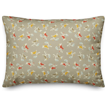 Songbird Pattern in Tan Throw Pillow