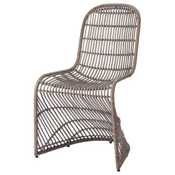 Groovy Rattan Dining Side Chair, Set of 2, Gray