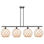 Innovations Lighting - Farmhouse 3-Light Island-Light, Matte Black, White Glass With Brown Rope - A truly dynamic fixture, the Ballston fits seamlessly amidst most decor styles. Its sleek design and vast offering of finishes and shade options makes the Ballston an easy choice for all homes.