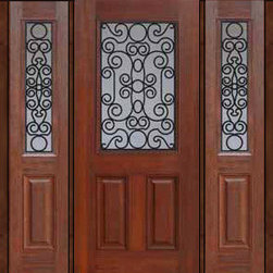 Prehung Sidelights Door 80 Fiberglass Genoa 1/2 Lite GBG Glass - Front Doors