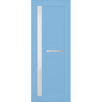 Slab Barn Door 42 x 96, Veregio 7288 Aquamarine & Frosted Glass, Sliding