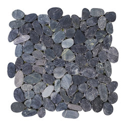Pebbles Black Flat - Mosaic Tile