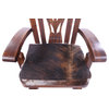 Reclaimed Wood Chair Handcarved Back Removable Hair-On Cowhide Pillow C163-CP