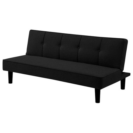 Bowery Hill Tufted Sleeper Sofa in Black