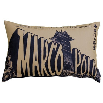 Pillow Decor - Marco Polo Theatre Restaurant 12 x 20 Taupe Throw Pillow