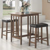Bowery Hill 3 Piece Counter Height Dining Set in Nut Brown and Black