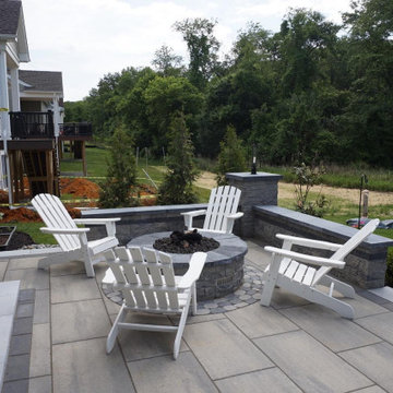 Freehold, NJ: Multi-level Paver Patio with Outdoor Living, Kitchen & Firepit