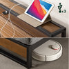 Unique Platform Bed, Thick Grooved Wooden Headboard & USB Charging Ports, Full