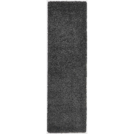 Nourison Malibu Shag 2'2" x 7'6" Dark Grey Shag Indoor Area Rug