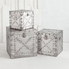 Merana Port Kels Set of Three Wooden Silver Metal-Cladded Boxes
