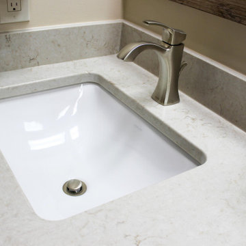 Master Bath with Knotty Alder Vanity and Updated Surround Around Tub