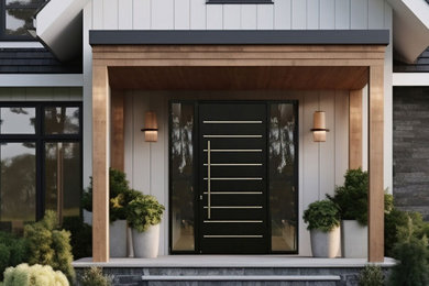 Entryway - mid-sized modern entryway idea in Los Angeles with a metal front door