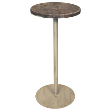 Cottage and Weathered Stain Round Drink Table With Multi-Shells