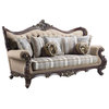 Acme Ragnar Sofa With 7 Pillows Light Brown Linen and Cherry Finish