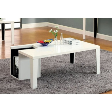 Furniture of America Lucio Contemporary Wood Coffee Table with Storage in White