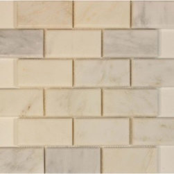 Bestview Stone Mosaic 2" x 4" Bevel Brick Polished Oriental White 203024 - Tile