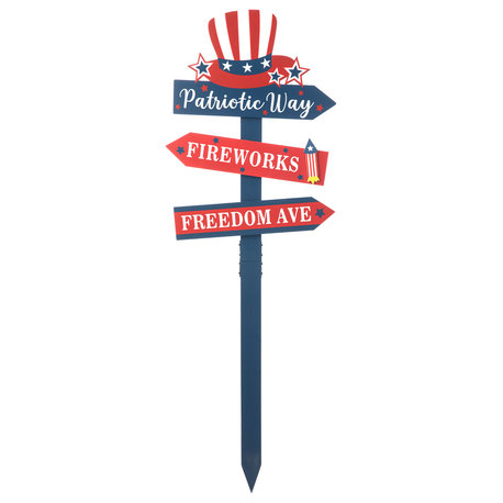 36"H Patriotic Top Hat Word Sign Yard Stake