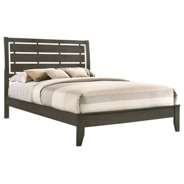 Pemberly Row Contemporary Transitional Wood Queen Panel Bed in Mod Gray
