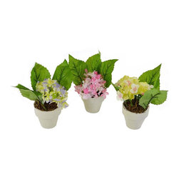 Shea's Wildflower - Assorted Spring Flowers White Pots, Set Of 3 - Wreaths And Garlands