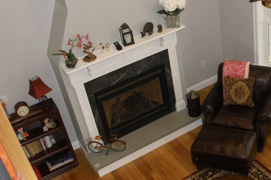 Belvedere Leather Quartzite Fireplace Surround and Kitchen Island