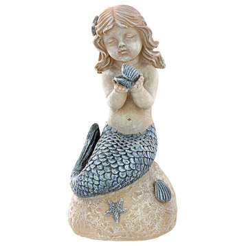 Little Girl Mermaid Holding Shell