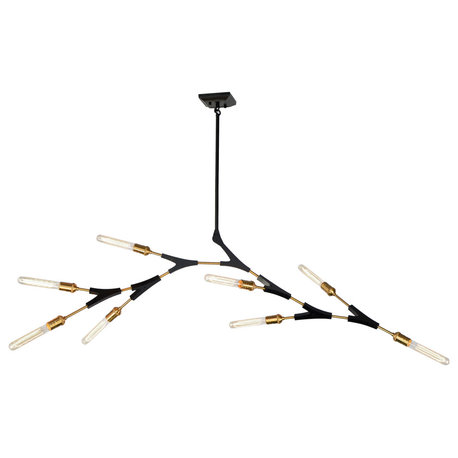 Filiali AC11538 Chandelier, Brass/Black