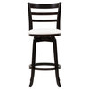 Woodgrove Dark Brown Stained Wood Bar Height Barstool with White Cushion