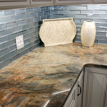 Great Room Kitchen with Massive Granite Island