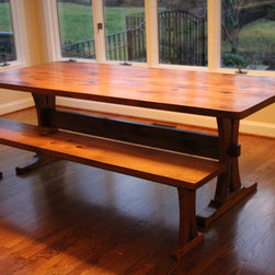 Reclaimed Oak Trestle Table and Bench - Dining Tables