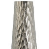 23" Tall Oblong Vase, Diamond Textured, Tapered, Aluminum, Silver