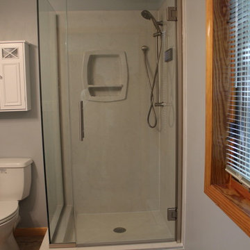 Custom Bathroom Barn Door and Shower Stair