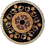 Mozaico - Black and Gold Medallion Mosaic, 24"x24" - This is a handmade medallion marble mosaic that is composed of all natural stones and hand cut tiles that can be used as a mosaic counter-top or other uses as you see fit such as on wall mural tabletops or on a marble floor.