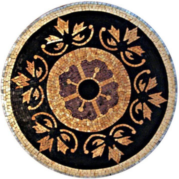 Black and Gold Medallion Mosaic, 24"x24"