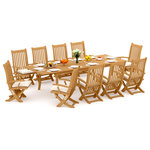 Teak Deals - 11-Piece Outdoor Teak Dining Set, 117" Rectangle Table, 10 Warwick Arm Chairs - Our Teak Dining Set is a uniquely modern interplay of very durable teak wood featuring our beautiful Teak Chairs. Our teak wood is certified to withstand the rigors of adverse climates however because of Teak's well known micro-smooth finish and quality craftsmanship many use our furniture indoors as well. Rich in oil finely grained and precisely fashioned with mortise-and-tenon joinery.