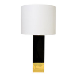 Worlds Away Harper Black Lacquer and Brass Table lamp - Table Lamps