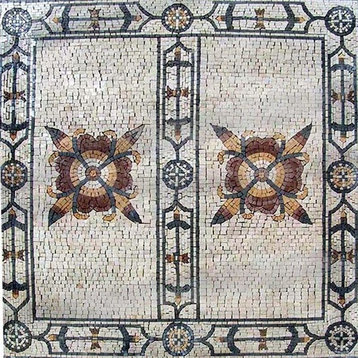 Double Floral Mosaic Panel, Clara, 24"x24"