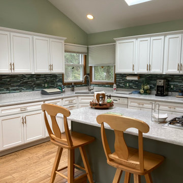 Traditional Kitchen Remodel Done in a Snow White with Walnut Glaze