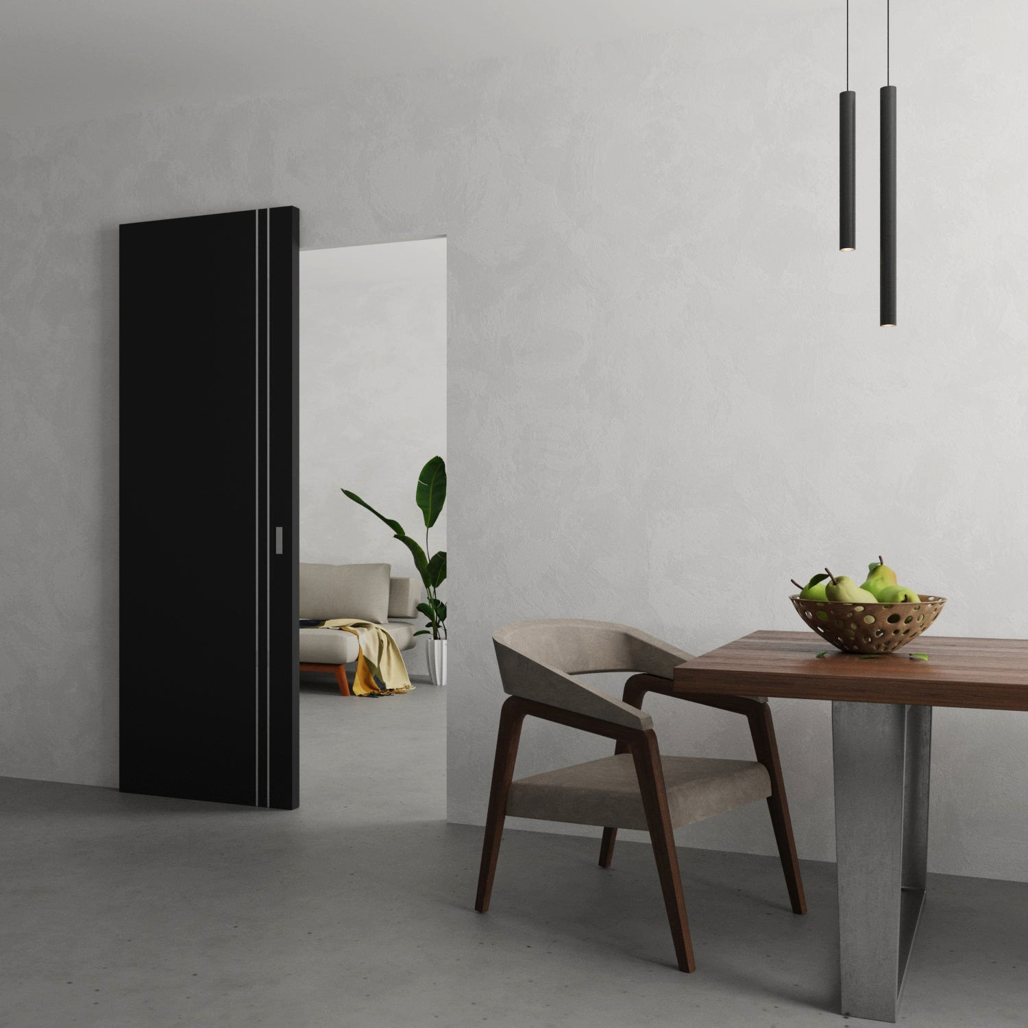 Hidden Barn Planum 0310 Black Matte Modern Magic Concealed Sliding Set ...