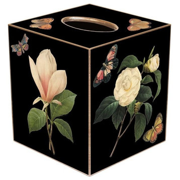 TB1-Black Magnolia & Peony Tissue Box Cover