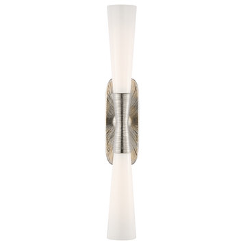 Utopia Double Bath Wall Sconce, 2-Light, Polished Nickel, 32"H