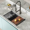 Tourner 32x19 Stainless Steel, Single Basin, Undermount Kitchen Sink, Black
