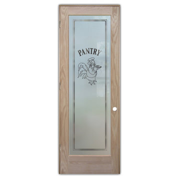 Pantry Door - Rooster Chef - Oak - 30" x 96" - Knob on Right - Pull Open