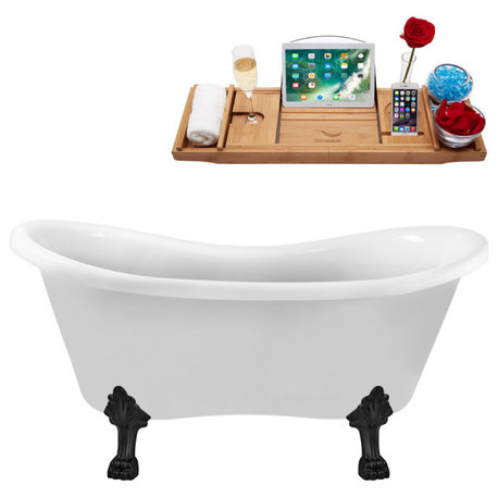 62" Streamline N1020BL-IN-ORB Clawfoot Tub and Tray With Internal Drain