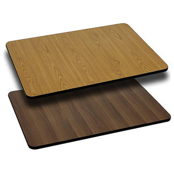 24"x30" Rectangular Table Top With Natural or Walnut Reversible Laminate Top