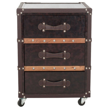 Ruth 3 Drawer Rolling Chest/Black, Brown