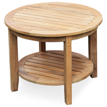 Richmond Teak Wood 24-inch Outdoor Side Table with Shelf