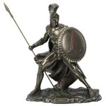 Veronese Design - Greek King Leonidas Battle Warrior of Sparta Bronze Finished Tabletop Statue - OVERALL SIZE - Imposing at 7.5 inches high, 7.25 inches long, and 3.5 inches wide, this figure commands attention with its substantial presence.