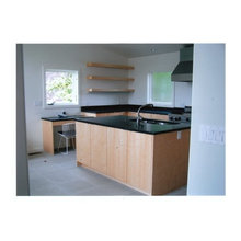 Kitchen, small, white, blue-green tiles for remodel