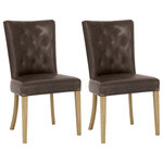 Bentley Designs - Westbury Oak Upholstered Chairs, Espresso, Set of 2 - Westbury Rustic Oak Upholstered Chair Espresso (Pair) is part of a versatile and stylish dining range beautifully crafted in Rustic Oak. The range offers a variety of tables, chairs and cabinets, featuring bespoke handles, classically styled turned legs and Blum soft-closing drawer runners.
