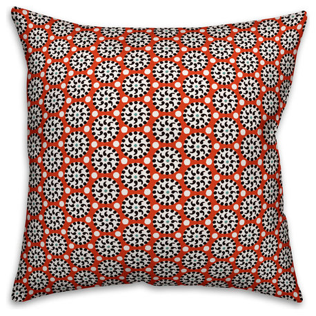 Boho Polka Dots, Red Outdoor Throw Pillow, 20"x20"